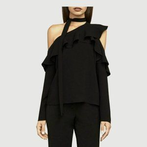New* BCBGMAXAZRIA COLD SHOULDER VERONIKA TOP BLACK COLOR SIZE S $198